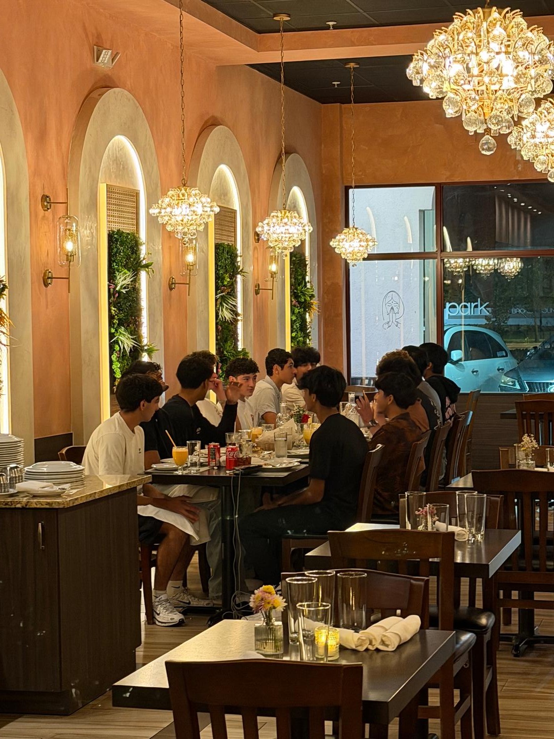 Birthday party celebration at a long table